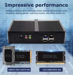 Eglobal 듀얼 코어 인텔 Ce-leron J1800 미니 컴퓨터 2RJ45 기가 LAN 4USB 듀얼 디스플레이 미니 PC <span class=keywords><strong>16GB</strong></span> D3 팬리스 비즈니스 조용한 PC - Product Image 4