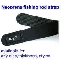 Accessoires de pêche sangle de canne à pêche en néoprène noir sport flux revêtement en néoprène boucle de tissu élastique découpe, couture