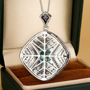 Retro Design Rose Cut Cubic Zirconia Jewelry Eco-friendly Copper Black Enamel Geometric Locket Necklace for Women Daily Wear - Product Image 5