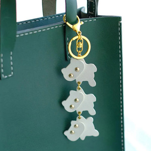 Cute cat-shaped leather keychain, <b>bag</b> <b>charm</b>, couple keychain, DIY gift. - Product Image 1