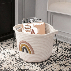 Creative Portable Modern Durable Eco-Friendly Cotton <b>Rope</b> Woven Multifunctional <b>Basket</b> for Cosmetics Books Magazines <b>Storage</b> - Product Image 3