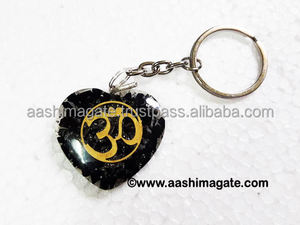 Porte-clés Orgonite Cœur en Tourmaline Noire OM, Vente en Gros, Artisanat en Cristal, Mode, Gaufré, Cadeau Promotionnel, OEM Personnalisé - Product Image 3