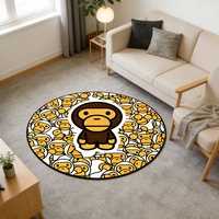 Tapis Bape en gros, tapis d'ours pour chambres, tapis ronds en velours doux style anime Bape Kaws, tapis circulaire imprimé personnalisé