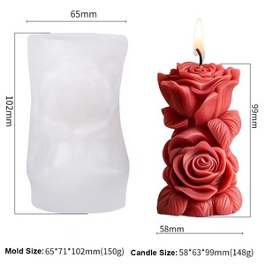 Rose Column Silicone <b>Mold</b> Model S-27 DIY Aromatherapy <b>Candle</b> Plaster Diffuser Stone Car Ornament Made in China - Product Image 2
