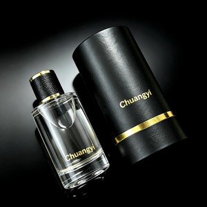 Flacone di Profumo in <span class=keywords><strong>Vetro</strong></span> <span class=keywords><strong>Trasparente</strong></span> Rotondo da 30ml/50ml/100ml con Tappo Effetto Pelle, Logo Personalizzato e Scatola Cilindrica Nera - Direttamente dalla Fabbrica - Product Image 5