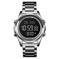 SKMEI 1667 jam tangan olahraga pria, arloji Digital multifungsi tahan air tali Stainless Steel tahan air gaya trendi