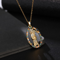 Pendentif Santa Muerte en zircon plaqué or 18 carats, talisman mexicain de la Sainte Mort, porte-bonheur, collier catholique unisexe