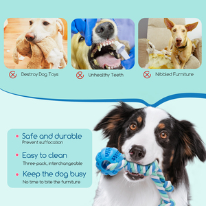 Nobleza เชือกสุนัข3แพ็คของเล่นที่เป็นประโยชน์ต่อสุขภาพจิตฟันทำความสะอาดฟันเพื่อฝึกและสร้างพฤติกรรม - Product Image 4