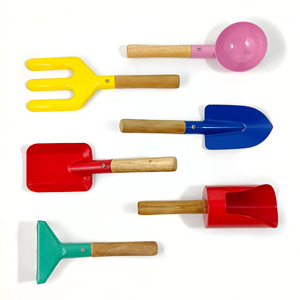 Oem 6 cái công nghiệp tự làm vườn công cụ thiết lập cho trẻ em gỗ xử lý xẻng trowel <span class=keywords><strong>Rake</strong></span> trẻ em của vườn công cụ Kit - Product Image 1