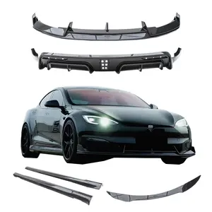 Modifiye Model S ekose karbon Fiber vücut kitleri için Tesla modeli S Facelift vücut kiti ön dudak yan atlar arka difüzör