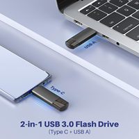 Flash Drive portabel tipe C, Flash Drive USB 3.0 Tipe C 2-in-1 USB-C untuk ponsel pintar Tablet komputer