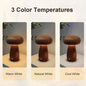 โคมไฟตั้งโต๊ะ LED แบบชาร์จไฟได้สำหรับกลางคืนโคมไฟโต๊ะไม้แบบพกพาสำหรับห้องนอนหรี่แสงได้สำหรับโต๊ะข้างเตียง - Product Image 5