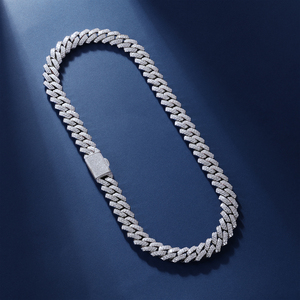 Rantai Tulang Selangka Mewah Ringan Model Cuban <span class=keywords><strong>Link</strong></span> Perak Sterling S925 dengan Moissanite Full Pavé 8mm 10mm 12mm 14mm 16mm 9.83 hingga 45.0 CTW - Product Image 3