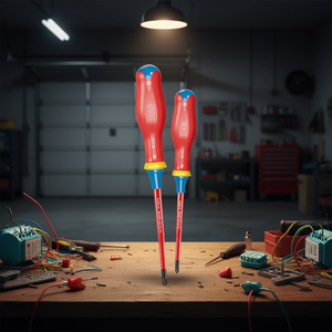 <b>Screwdriver</b> <b>Set</b> 2 Piece Red Handle Insulated Tip For Electrical Work - Product Image 3