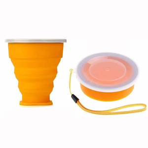 BPA-free cấp thực phẩm Silicone gấp ly du lịch ráp cốc nước với nắp trực tiếp uống và máy rửa chén an toàn - Product Image 4