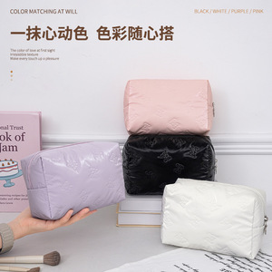 Portable Toiletry Bag Rectangle Polyester Makeup Storage Travel Cosmetic Case Pink White Black Purple - Product Image 4