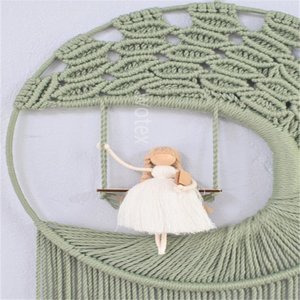 Personnalisé petit ange sur balançoire <span class=keywords><strong>arbre</strong></span> <span class=keywords><strong>de</strong></span> <span class=keywords><strong>vie</strong></span> capteur <span class=keywords><strong>de</strong></span> rêves boho poupée couronne <span class=keywords><strong>macramé</strong></span> mur Art enfants salle <span class=keywords><strong>de</strong></span> lecture décor - Product Image 4