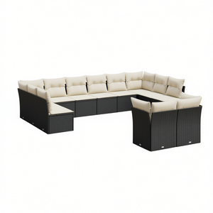Set Divano da Giardino in Rattan Nero 10+ Posti, Arredamento da Esterno Resistente alle Intemperie, Design Contemporaneo - Product Image 1
