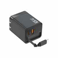 Pengisi Daya Dinding PD65W 3-in-1 MagicBox dengan Kabel Retractable Pengisian Cepat Tahan Api untuk Laptop & Earphone/Kamera
