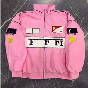 メンズレーシングスーツ、オートバイ、F1ブルトップ、春夏アウトドア刺繍入り通気性ナイトレッドジャケット - Product Image 1