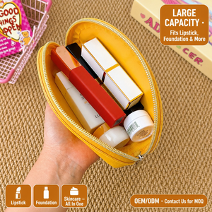 Pochette de maquillage en cuir PU tendance avec fermeture éclair, logo personnalisé, étanche, portable, pour cosmétiques, soins de la peau, rouge à lèvres, vente en gros - Product Image 5