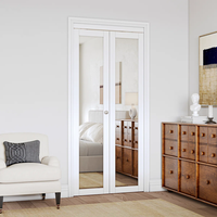 Porte accordéon pliante en bois de chêne avec design moderne en verre et isolation acoustique pour salon, porte de séparation extérieure pliante