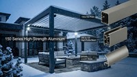 Moderne Motorisierte Bioklimatische Lamellendach-Pergola aus Aluminium Wasserdichter Luxuriöser Umweltfreundlicher Nachhaltiger Outdoor-Pavillon mit LED-Beleuchtung
