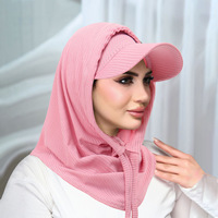 Nouveauté Turban Foulard Chapeau en Polyester Uni Combinaison Ensemble Voile Musulman Accessoires pour Femme