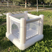 Château gonflable blanc compact 1,4x1,4m, hermétique, en PVC, mini château sauteur pour enfants, idéal pour les fêtes intérieures et les mariages