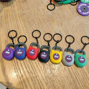 Porte-clés 3D en PVC en forme de Kettlebell, motif dessin animé, pour sport, fitness, force, décoration de sac, pendentif cadeau pour sac à dos - Product Image 4