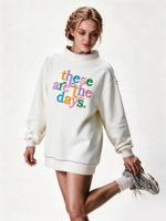 Sweat-shirt tendance pour femmes à col montant, longueur allongée, logo brodé personnalisé, chemises décontractées pour femmes