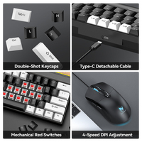 Clavier et souris de jeu filaires OEM 60% 61 touches TKL, clavier mécanique à rétroéclairage RVB avec interrupteurs rouges, ensemble clavier et souris pour PC Gamer
