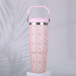 Bouteille isotherme sous vide de grande capacité avec couvercle Haandle Bouteille d'eau intégrée dans la paille Cadeaux de Noël - Product Image 3