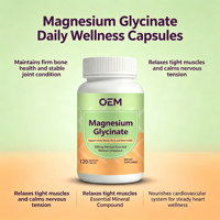 Capsules de glycinate de magnésium en gros OEM, 120 unités, 500 mg, complément alimentaire en vrac, marque privée pour la distribution