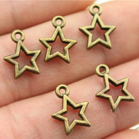 Colgante de Estrella Hueca de 10x13mm en Aleación de Zinc Tono Plata para Etiquetas de Recuerdo de Baby Shower