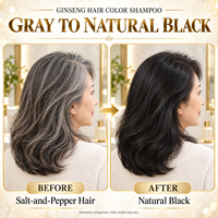 WELLTNO Pewarna Rambut Hitam Ginseng 3 in 1 Bebas Amonia, Krim Pewarna Rambut Hitam Alami 500 mL untuk Semua Jenis Rambut
