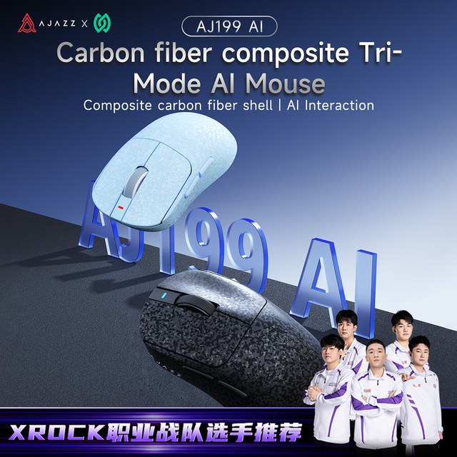 AJAZZ AJ199 AI Tri-Mode Wireless Mouse, AI Voice Control Smart Gaming Mouse with 500mAh Battery, RGB Programmable for PC Gamer