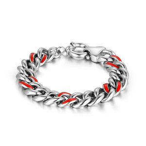 Men's <b>Titanium</b> Steel <b>Chain</b> Bracelet Blue Inlay Geometric Design CE387 - Product Image 5