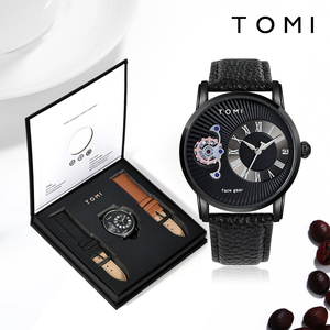 Oem/odm Gift Watch Case Leather Portable Luxury <b>Packaging</b> Watch Double Strap Gift <b>Box</b> Watch - Product Image 2