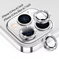 Protection d'objectif d'appareil photo en verre trempé anti-rayures avec effet diamant scintillant, dureté 9H, pour 14/15/16 Pro Max & 13/12/11