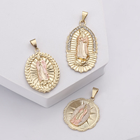 Pendentif Vierge Marie Notre-Dame de Guadalupe Jésus Collier Breloques Religieuses Catholiques Plaqué Or 14 Carats Trois Tons Personnalisé