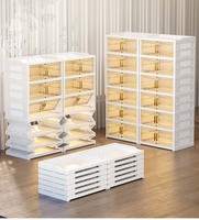 Étagère à chaussures en plastique transparent pliable à 9 niveaux Organisateur Injection Rectangle Étagère à chaussures pliable Boîtes de rangement empilables pour chaussures