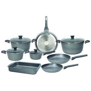 Juego de Ollas y Sartenes Metálicas Tognana Modern de 12 Piezas con Tapas de Vidrio, Aluminio Gris Antiadherente para Cocina y Horno - Product Image 1