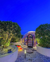 Luxe préfabriqué glamping dôme extérieur transparent polycarbonate capsule étanche maisons en verre tentes à bulles restaurant en forme de dôme
