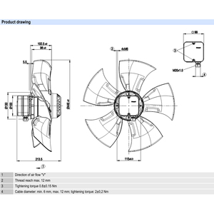 พัดลมแกน ebmpapst รุ่น A4D450-AO14-01 ขนาด 450 มม. 690 วัตต์ 400 โวลต์ AC พัดลมไฟฟ้า พัดลมปรับอากาศ พัดลมระบายความร้อนแบบแกน พัดลมสำหรับเครื่องทำความเย็น - Product Image 4