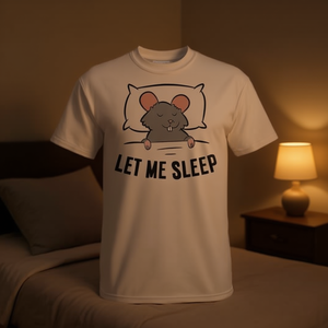 Camiseta Tired Rat Let Me Sleep con diseño de ratón gris, camiseta divertida para dormir - Product Image 3