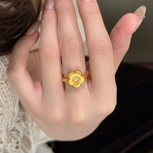 Bague <span class=keywords><strong>de</strong></span> luxe réglable en argent sterling 925 plaqué or rhodium avec zircon fleur <span class=keywords><strong>de</strong></span> prunier mariage ou mariage pile pour <span class=keywords><strong>les</strong></span> filles - Product Image 2