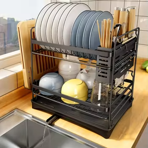 Égouttoir de comptoir en acier inoxydable pour la maison avec plateau de drainage et support pour ustensiles de cuisine, idéal pour la <span class=keywords><strong>vaisselle</strong></span> - Product Image 4