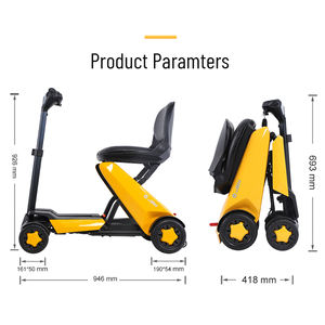 สกู๊ตเตอร์เคลื่อนที่สีเหลืองคลาสสิก พร้อมล้อป้องกันการพลิกคว่ำ เบาะนุ่ม สกู๊ตเตอร์ไฟฟ้าพับได้ 4 ล้อ - Product Image 6