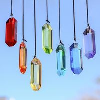 HDCRYSTALGIFTS 7pcs 3 'Intérieur Fenêtre Suspendue Ornement Cristal Suncatcher Prismes Arc-En-Verre Prisme Soleil Gravé Poli